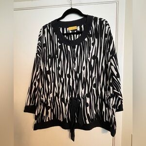 St. John Black and White Patterned Blouse